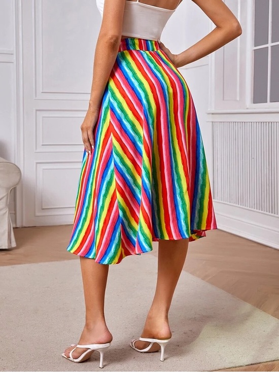 Dresses & Skirts - Rainbow Striped Midi Skirt Pride